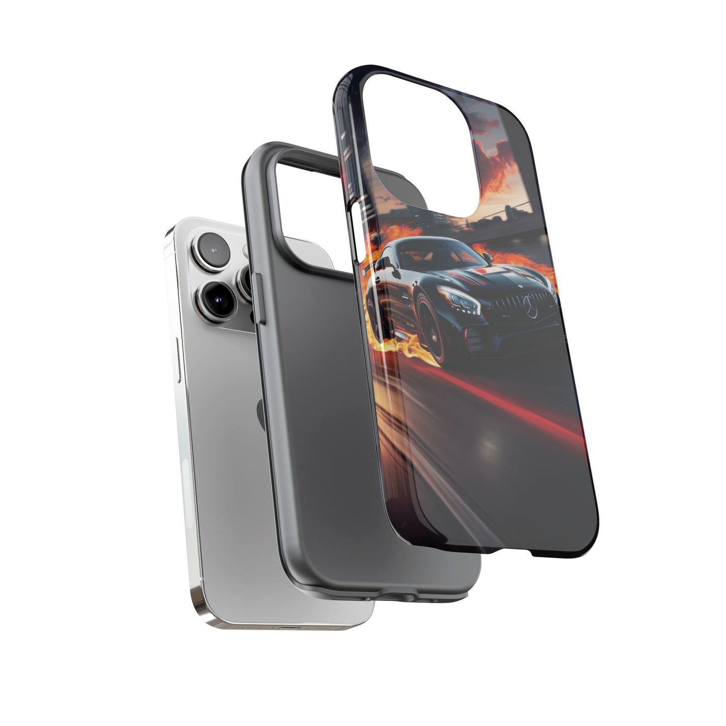 Phone Cases - Mercedes AMG in Urban Flames Design