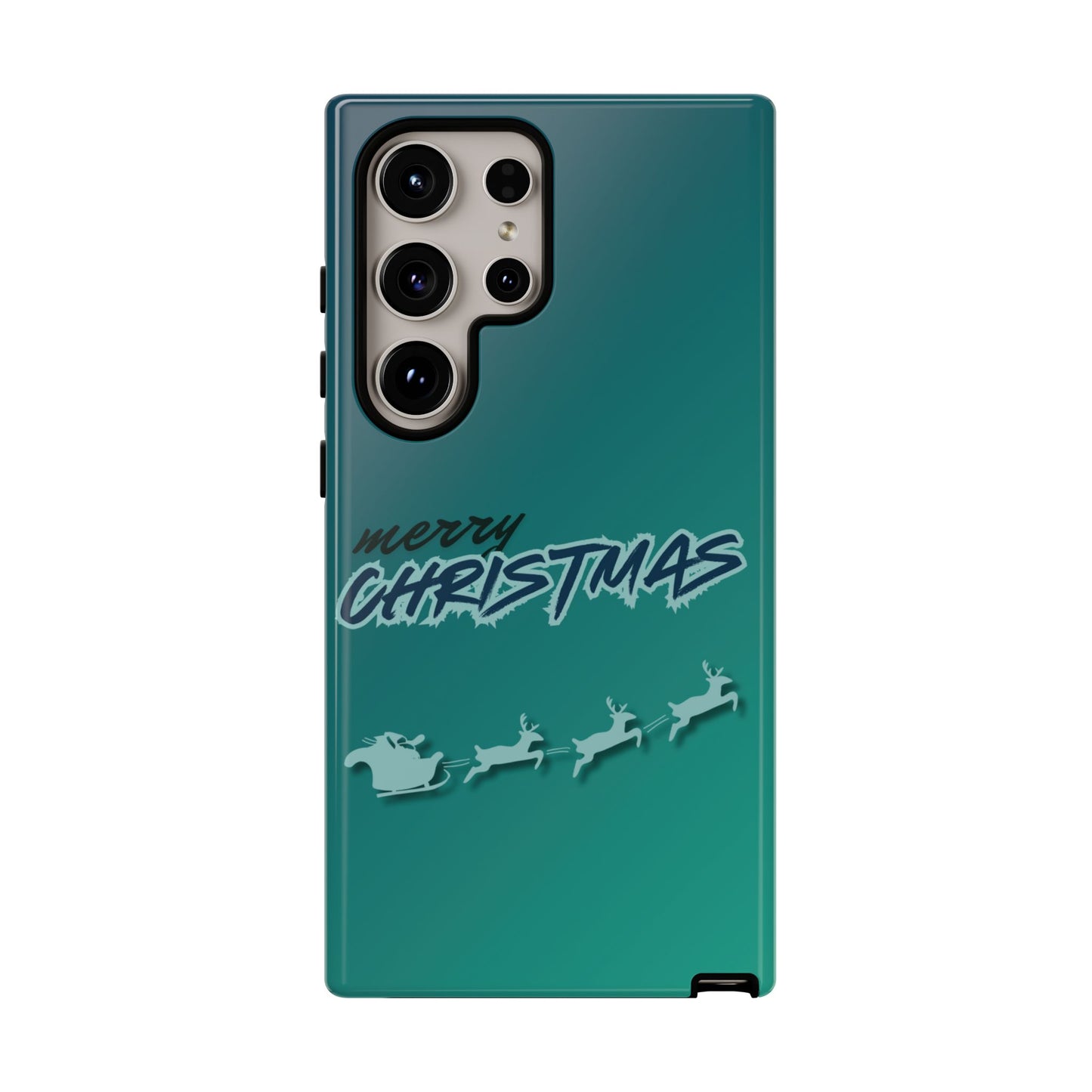 Phone Cases - Gradient Green Merry Christmas Design