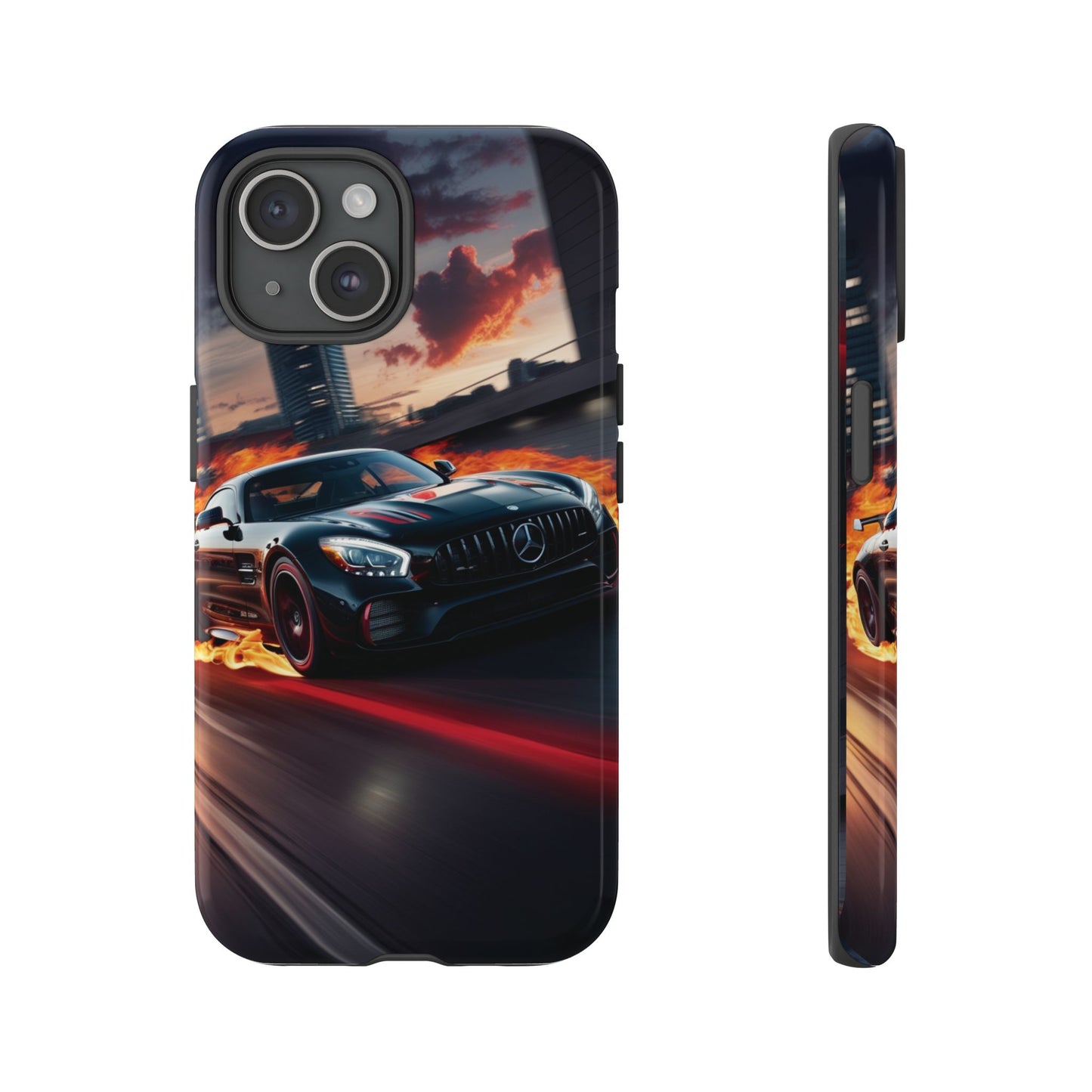 Phone Cases - Mercedes AMG in Urban Flames Design