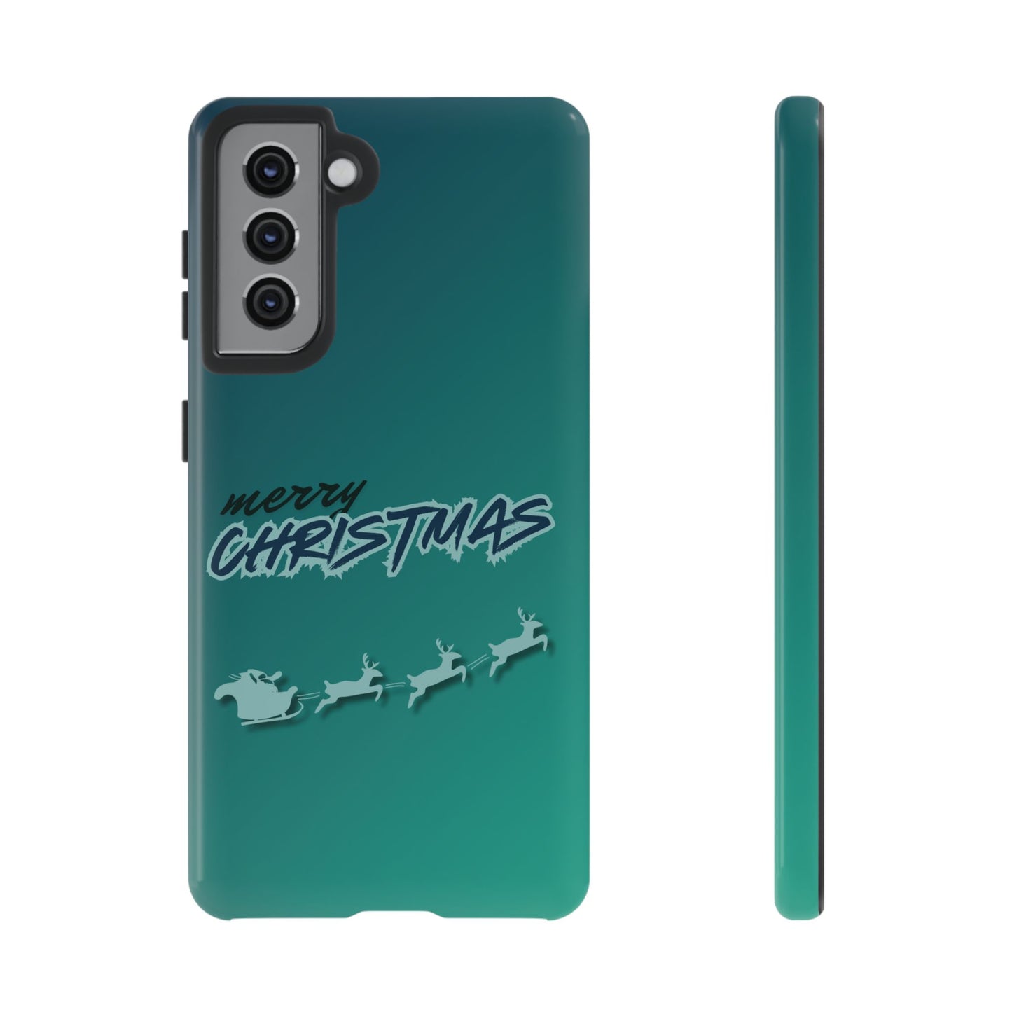 Phone Cases - Gradient Green Merry Christmas Design