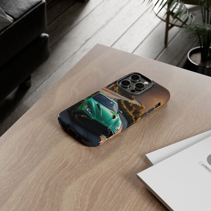 Phone Cases - Emerald Green Dream Car on Mountain Road Adventure Design