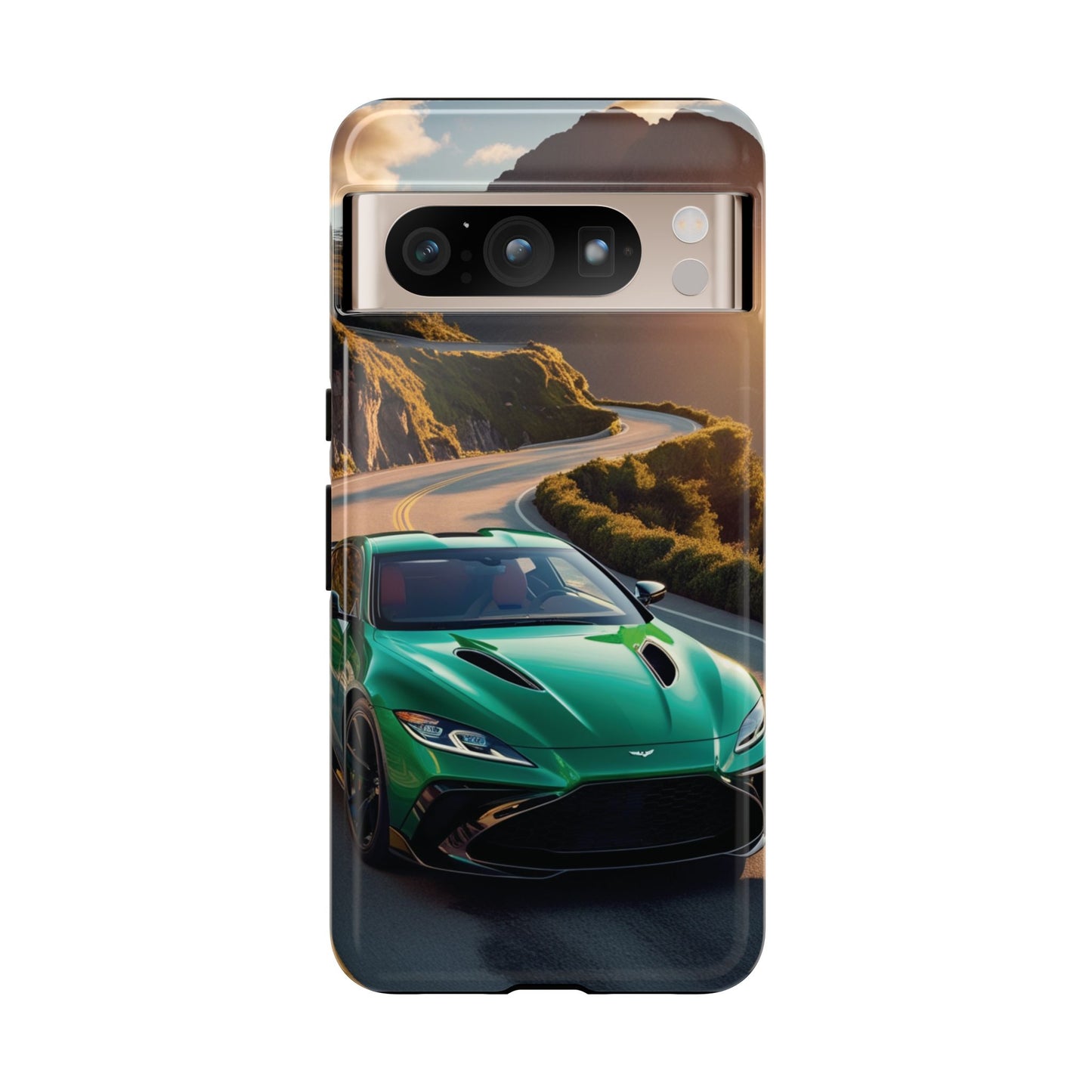 Phone Cases - Emerald Green Dream Car on Mountain Road Adventure Design