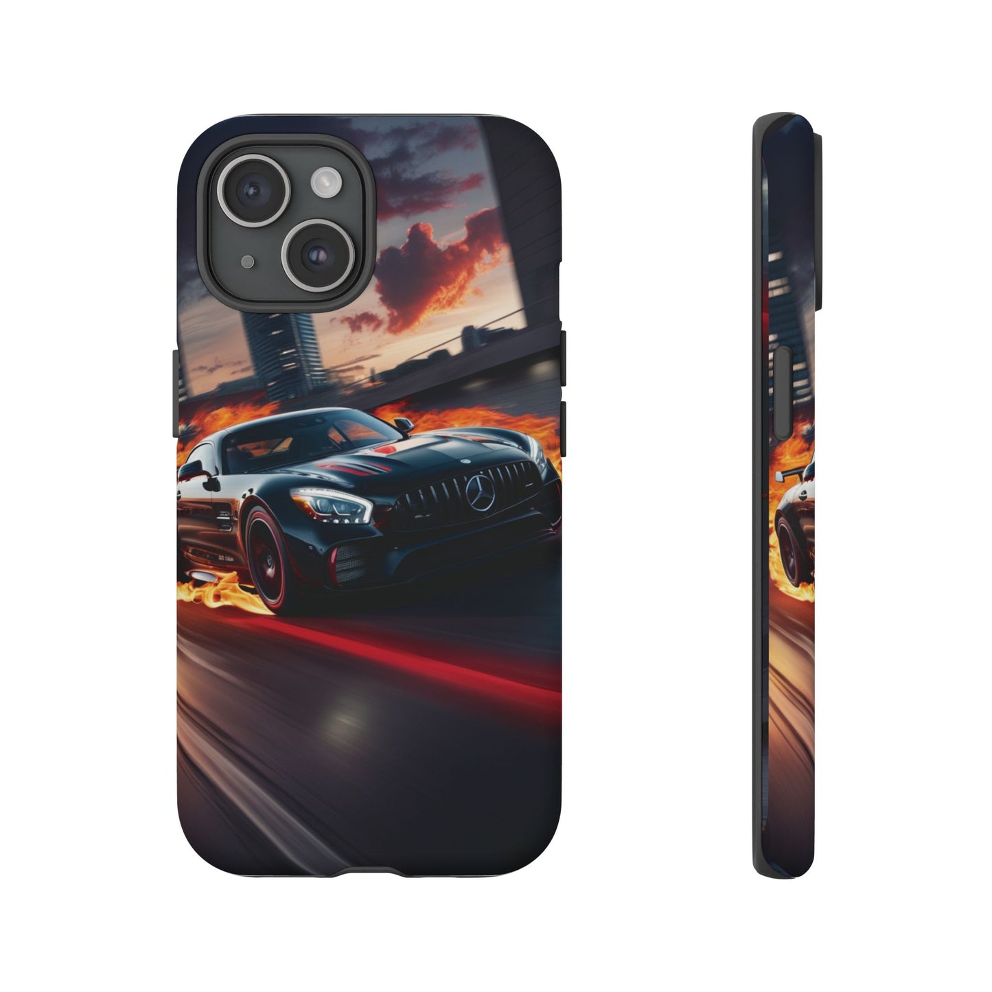 Phone Cases - Mercedes AMG in Urban Flames Design