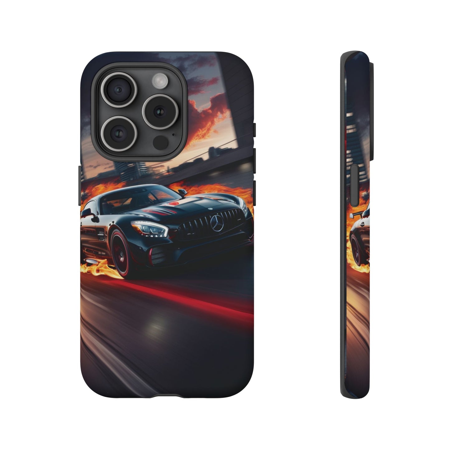 Phone Cases - Mercedes AMG in Urban Flames Design