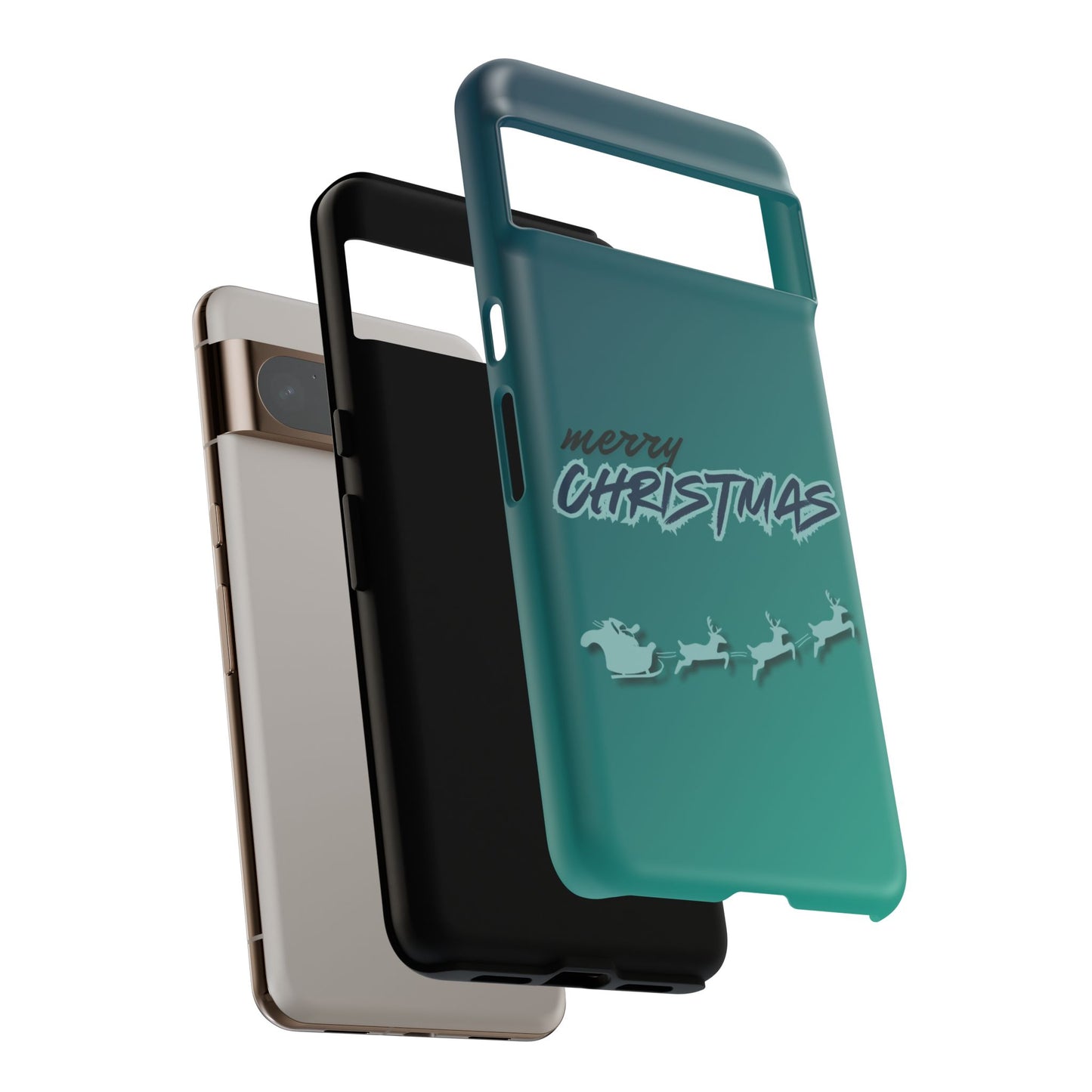 Phone Cases - Gradient Green Merry Christmas Design