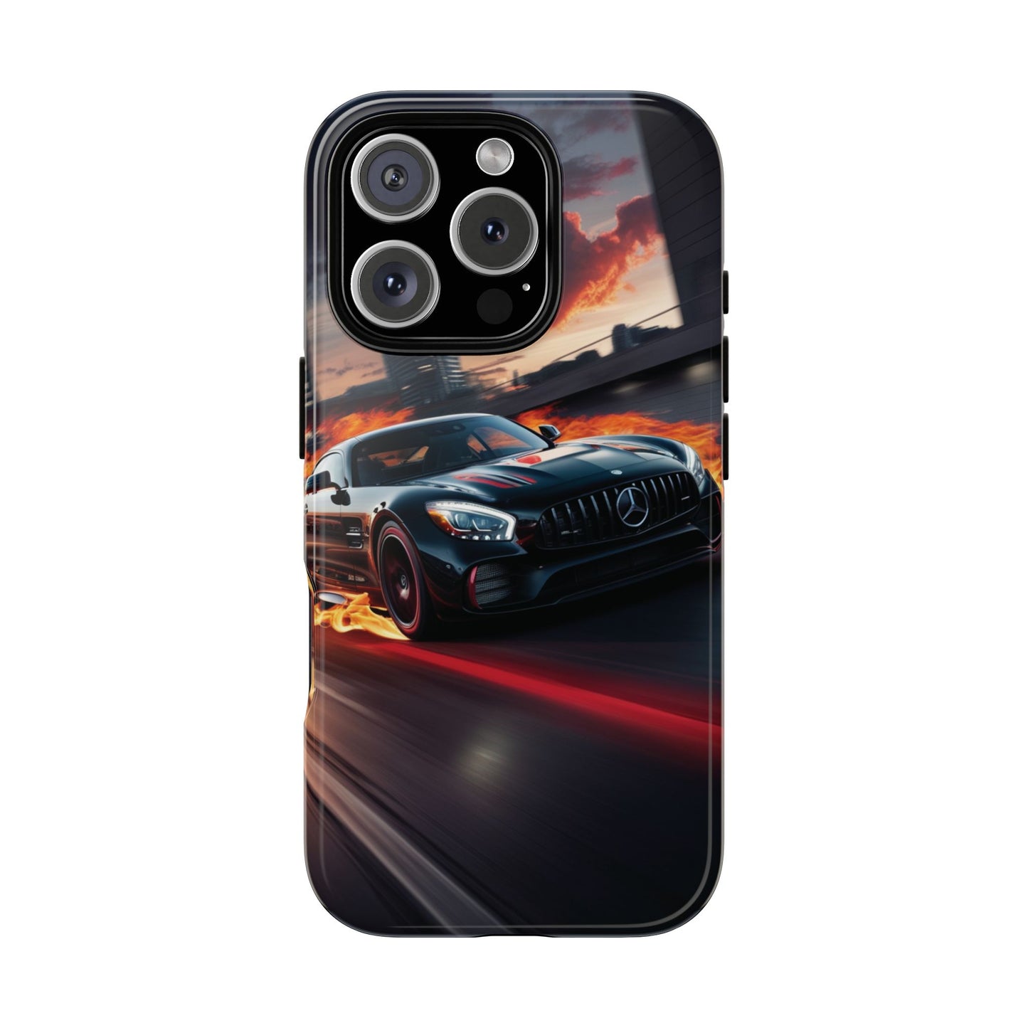 Phone Cases - Mercedes AMG in Urban Flames Design