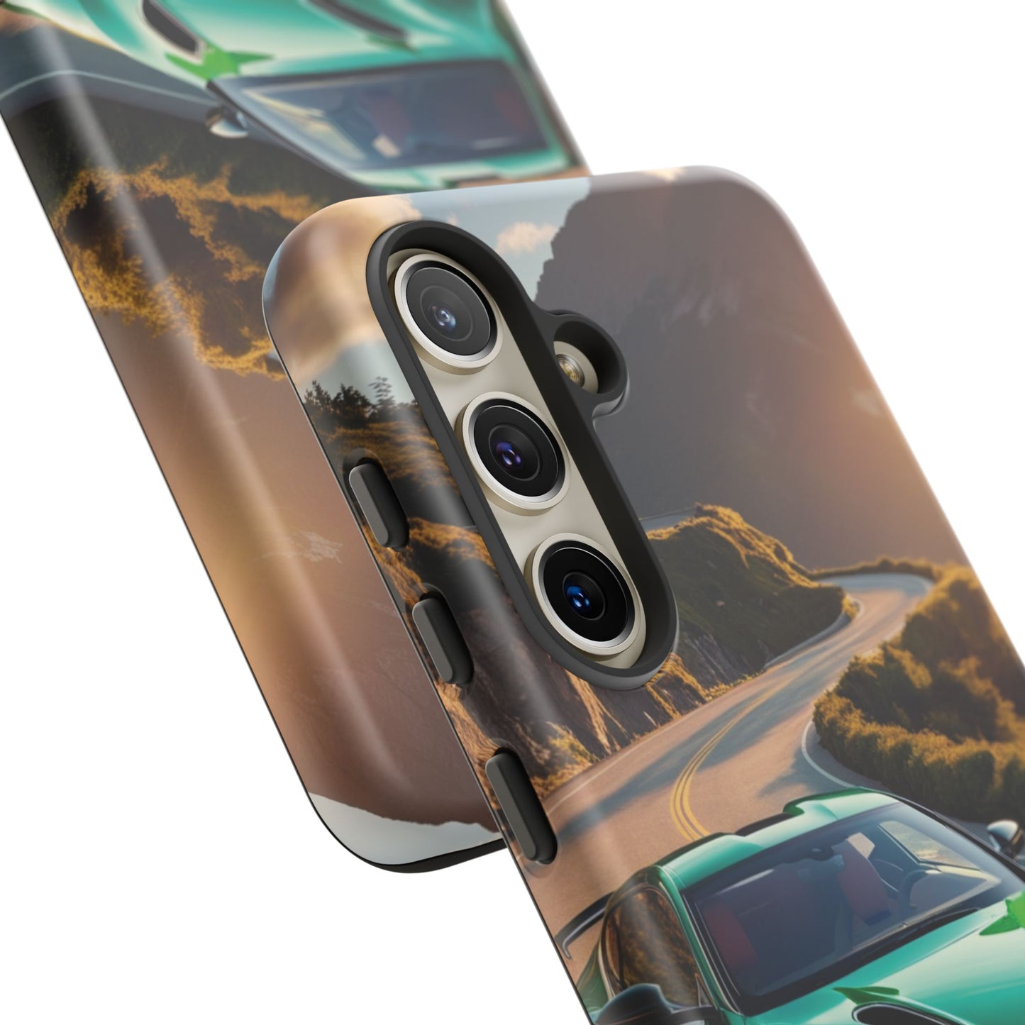 Phone Cases - Emerald Green Dream Car on Mountain Road Adventure Design