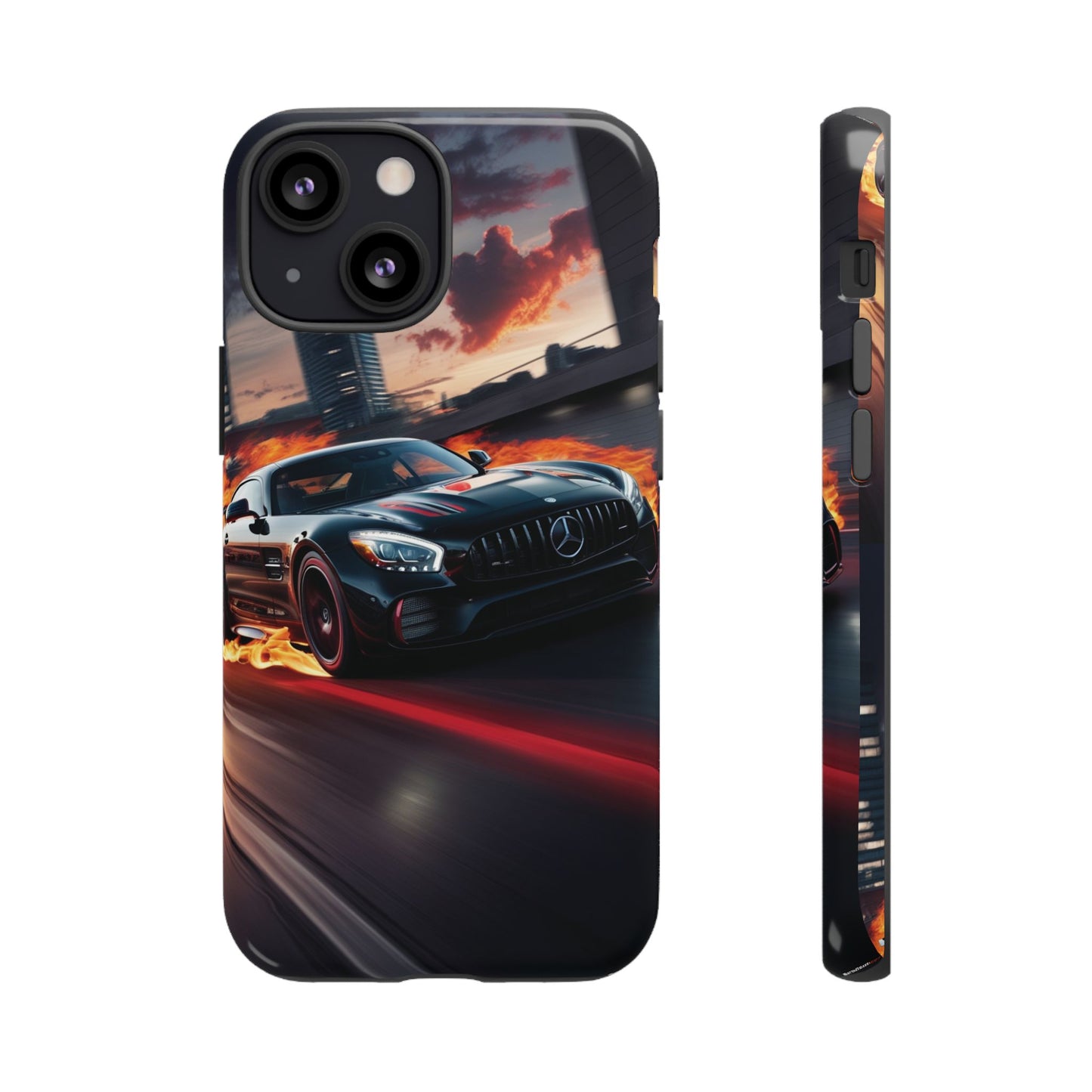 Phone Cases - Mercedes AMG in Urban Flames Design