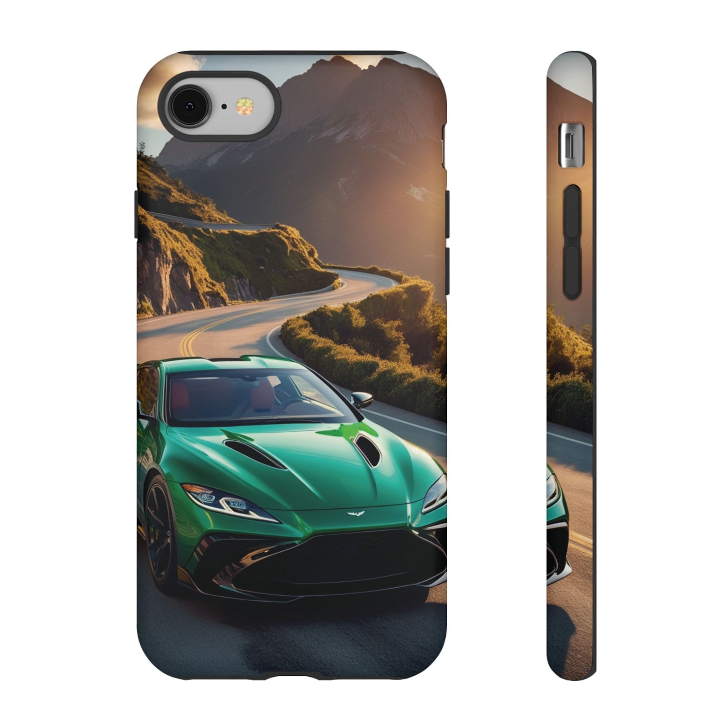 Phone Cases - Emerald Green Dream Car on Mountain Road Adventure Design