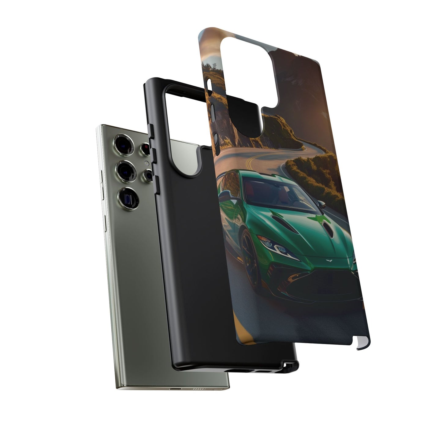 Phone Cases - Emerald Green Dream Car on Mountain Road Adventure Design