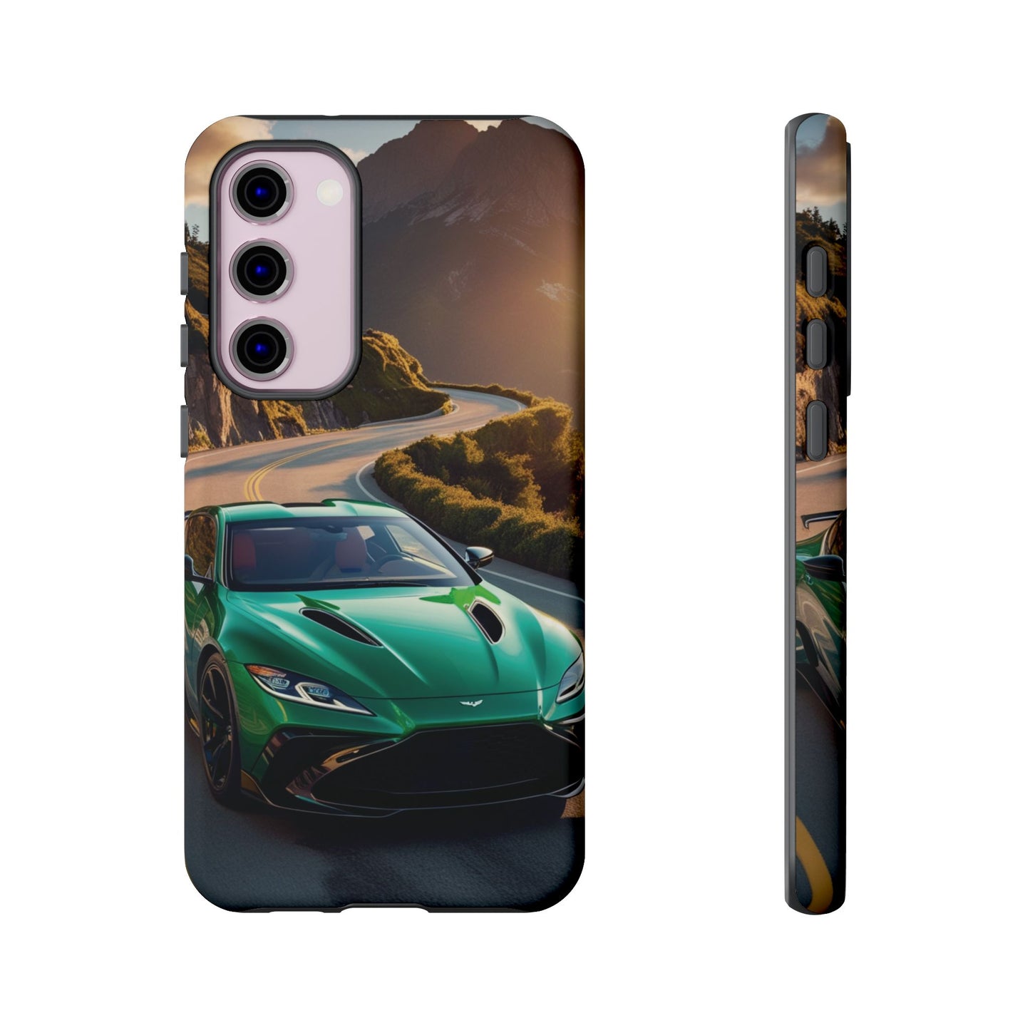 Phone Cases - Emerald Green Dream Car on Mountain Road Adventure Design