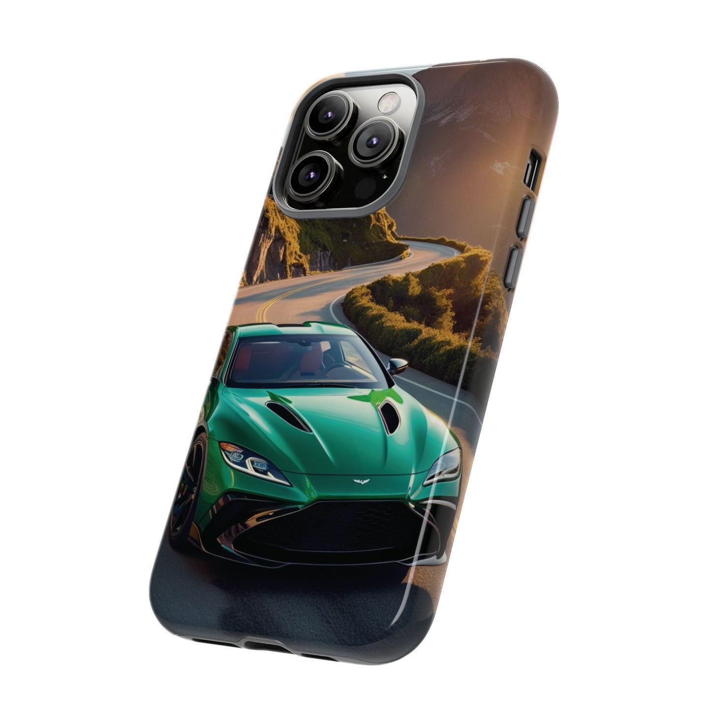 Phone Cases - Emerald Green Dream Car on Mountain Road Adventure Design