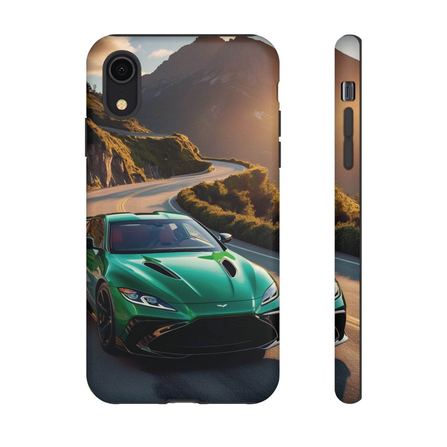 Phone Cases - Emerald Green Dream Car on Mountain Road Adventure Design