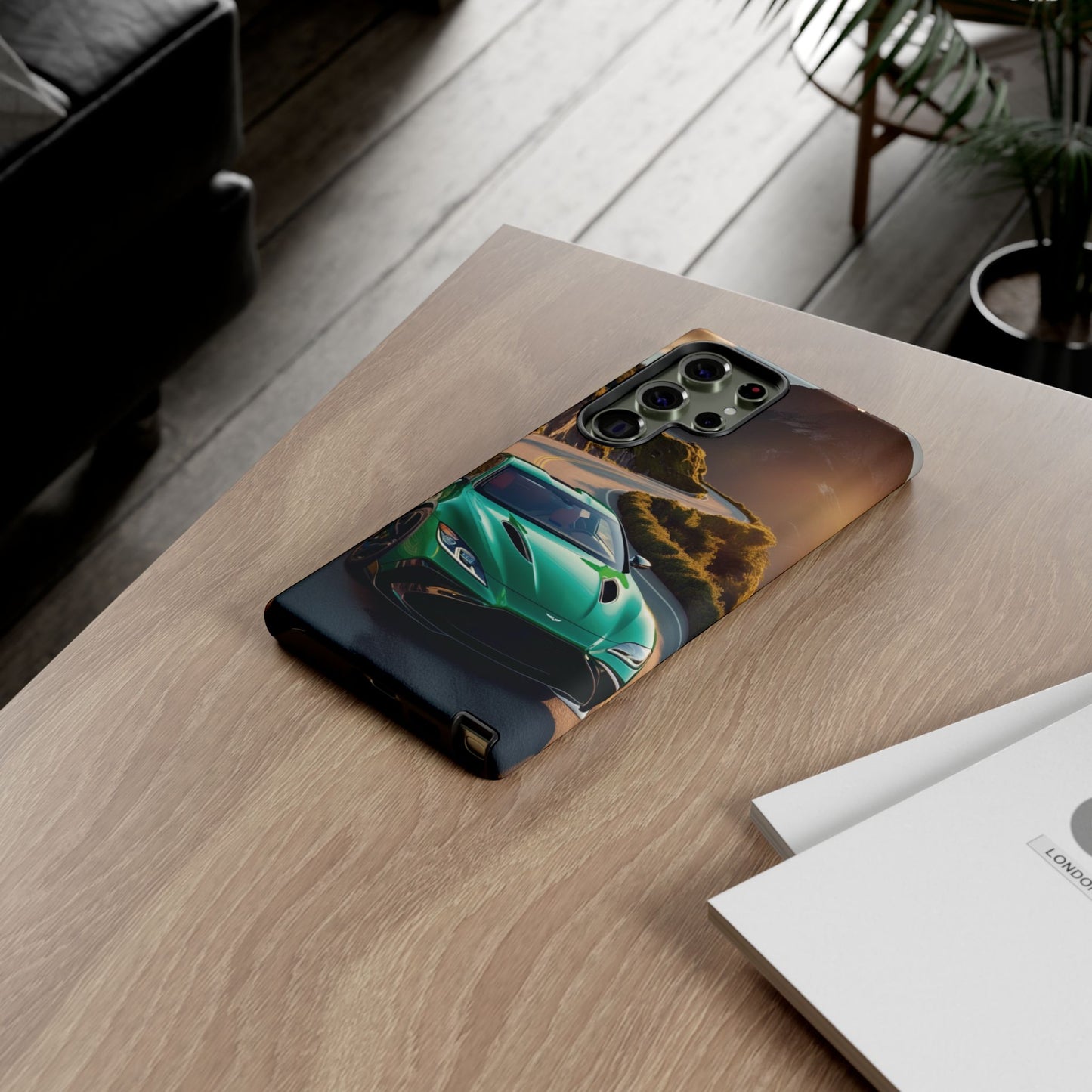 Phone Cases - Emerald Green Dream Car on Mountain Road Adventure Design