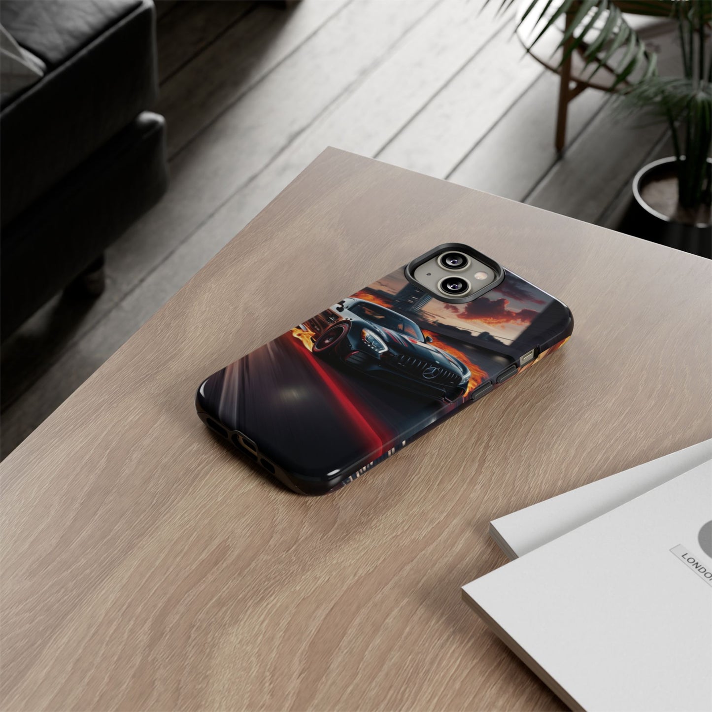 Phone Cases - Mercedes AMG in Urban Flames Design