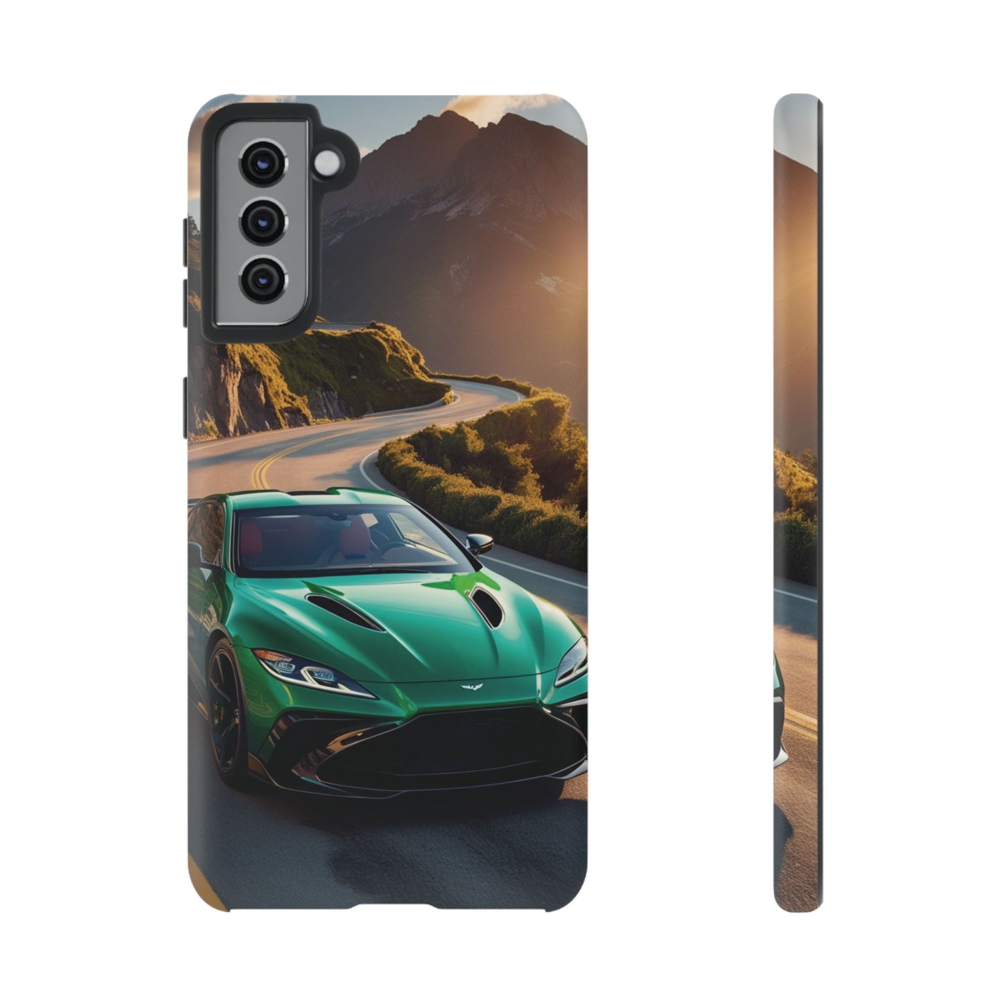 Phone Cases - Emerald Green Dream Car on Mountain Road Adventure Design