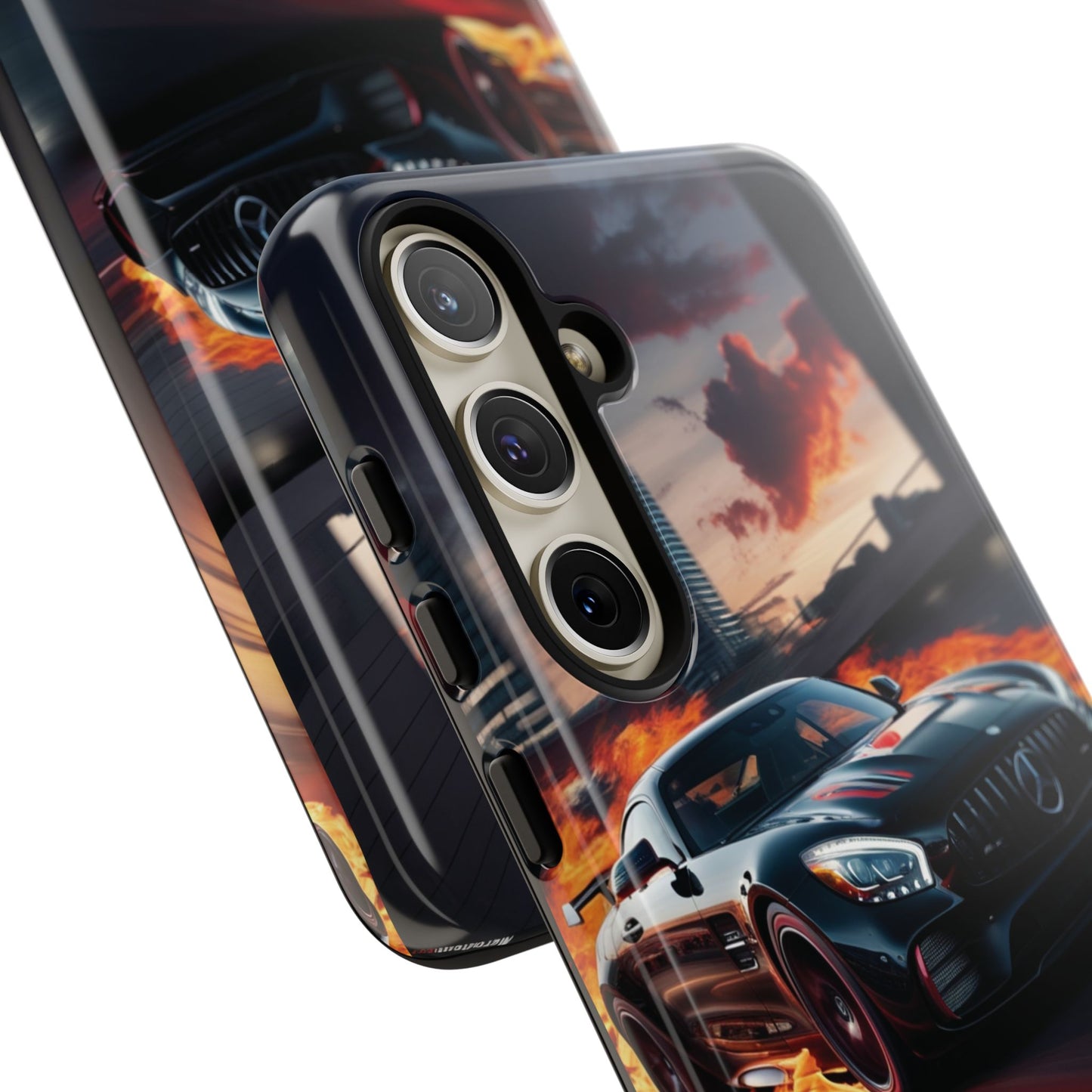 Phone Cases - Mercedes AMG in Urban Flames Design