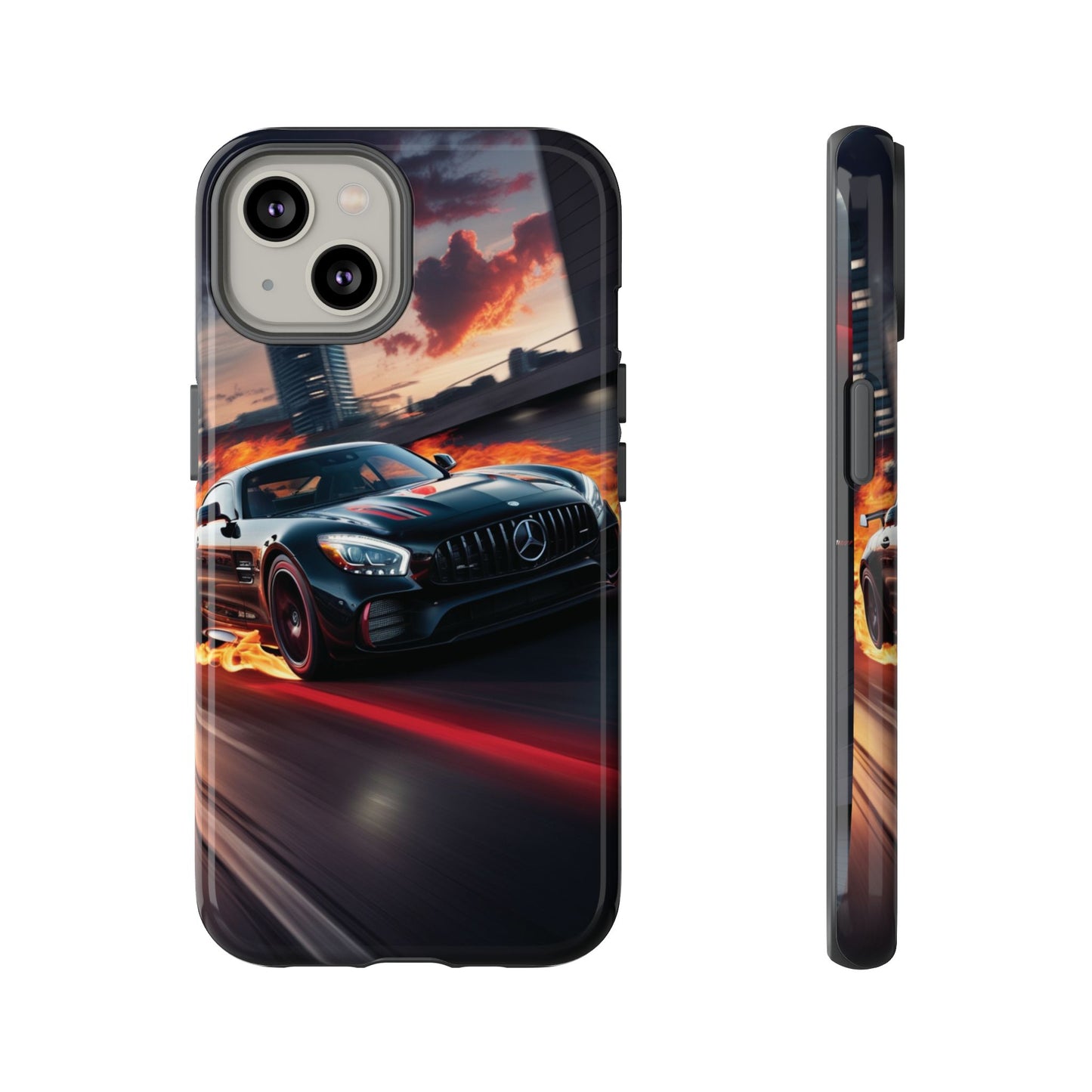 Phone Cases - Mercedes AMG in Urban Flames Design