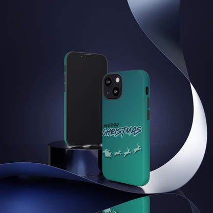 Phone Cases - Gradient Green Merry Christmas Design