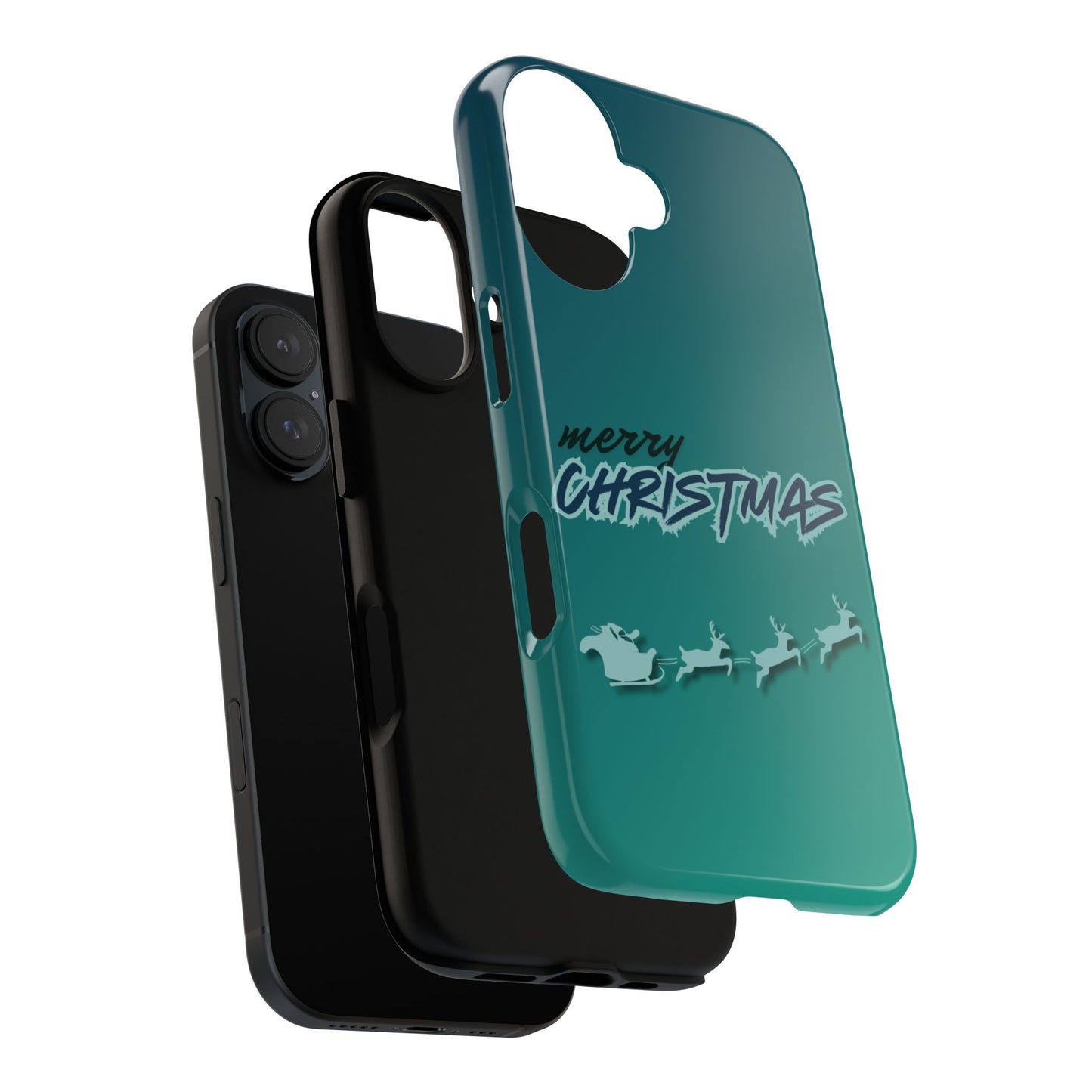 Phone Cases - Gradient Green Merry Christmas Design