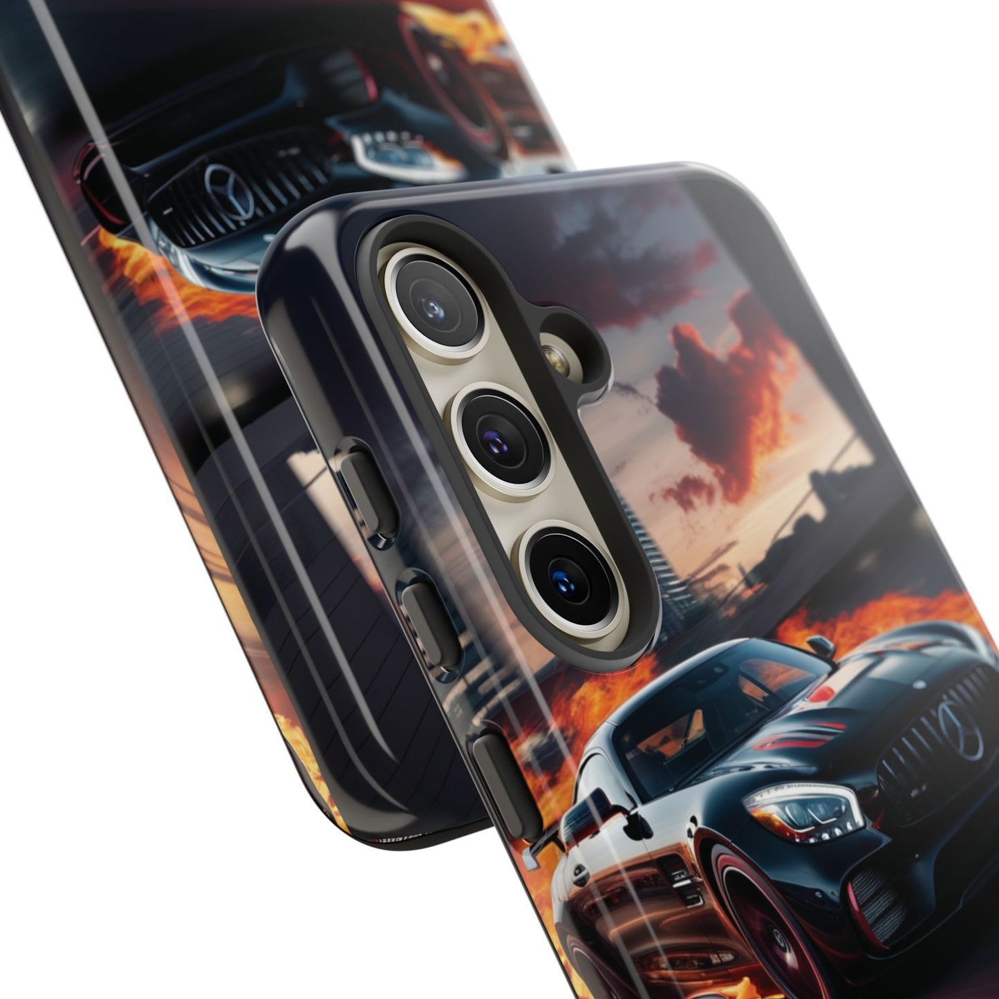 Phone Cases - Mercedes AMG in Urban Flames Design