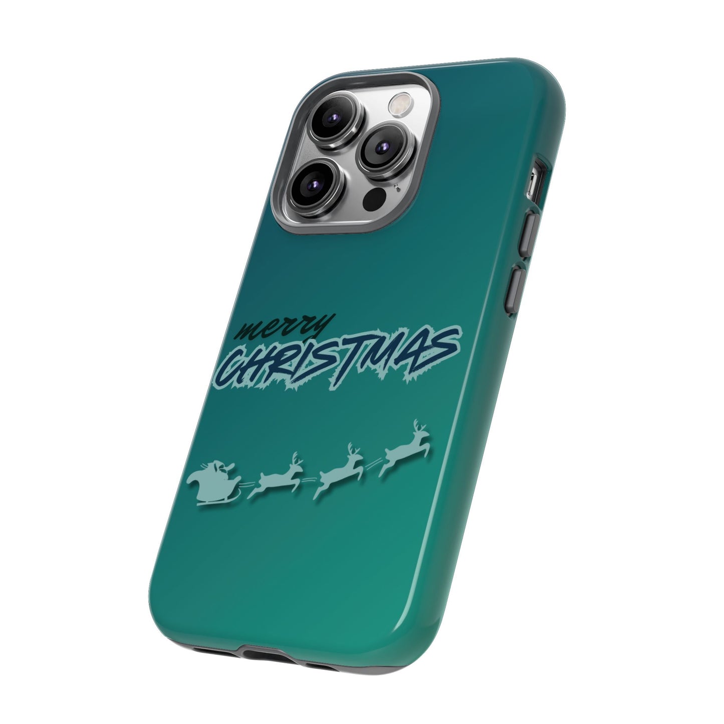 Phone Cases - Gradient Green Merry Christmas Design