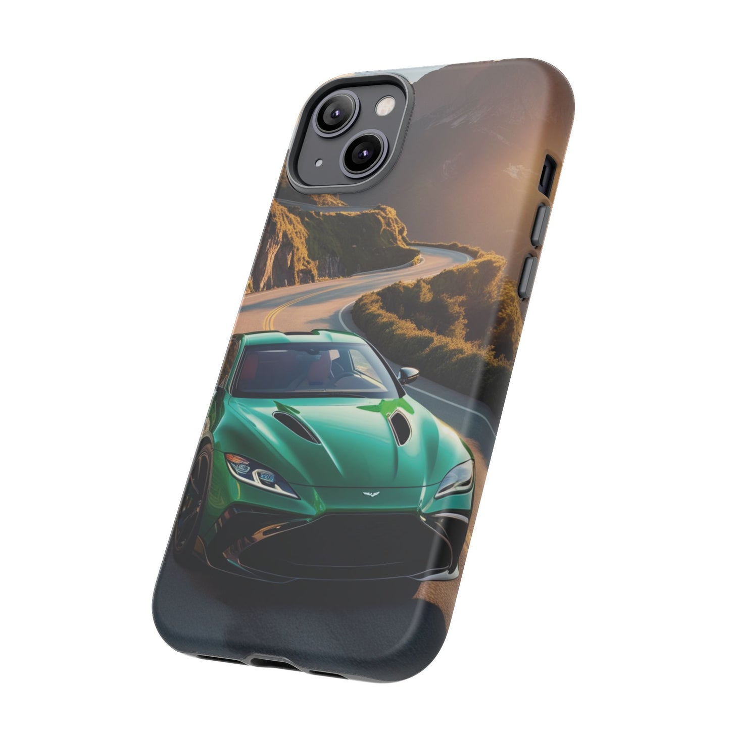 Phone Cases - Emerald Green Dream Car on Mountain Road Adventure Design