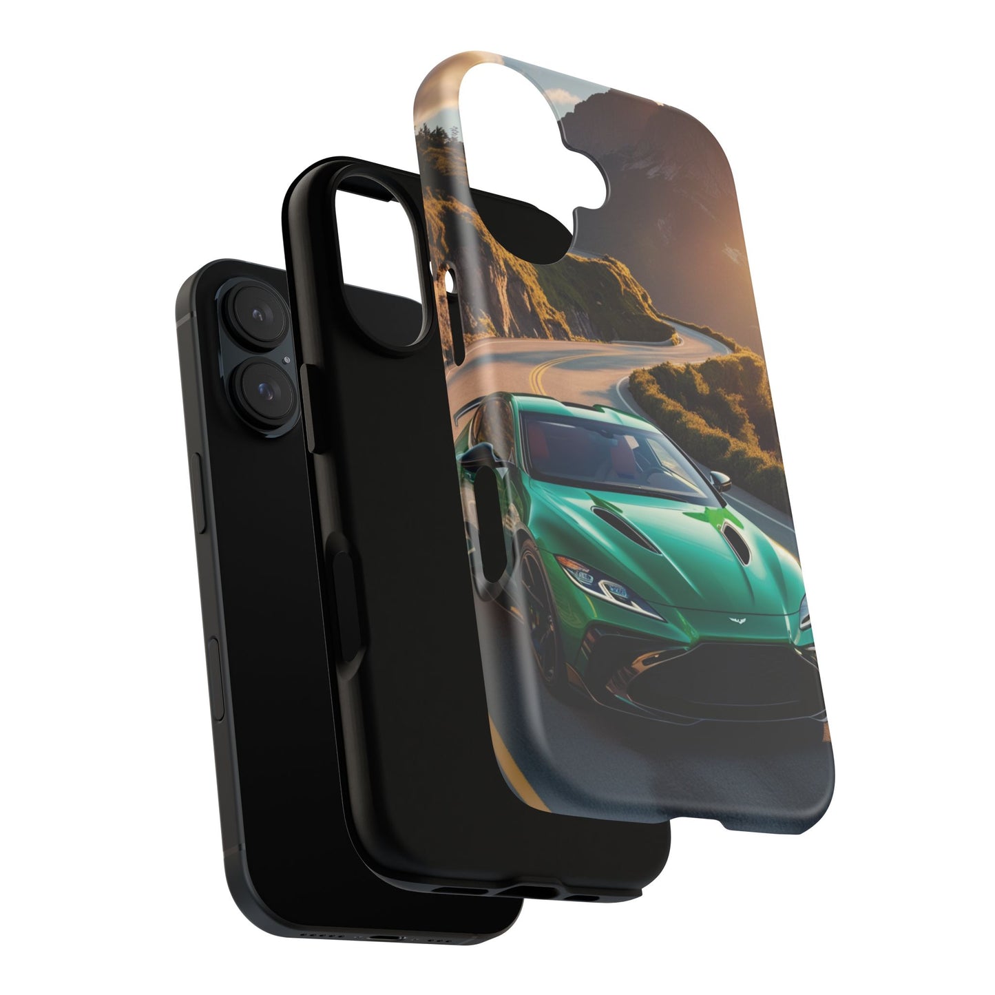 Phone Cases - Emerald Green Dream Car on Mountain Road Adventure Design