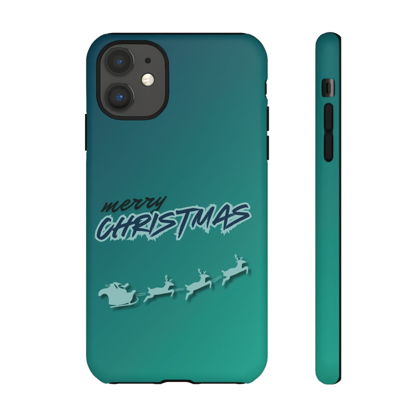 Phone Cases - Gradient Green Merry Christmas Design