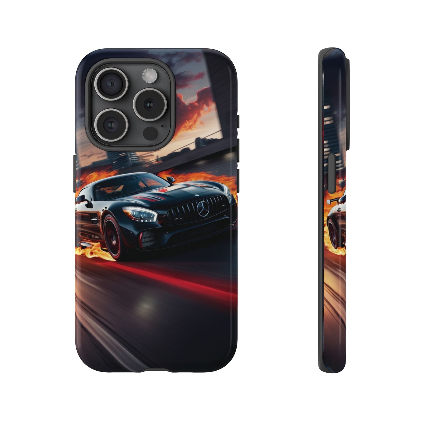 Phone Cases - Mercedes AMG in Urban Flames Design