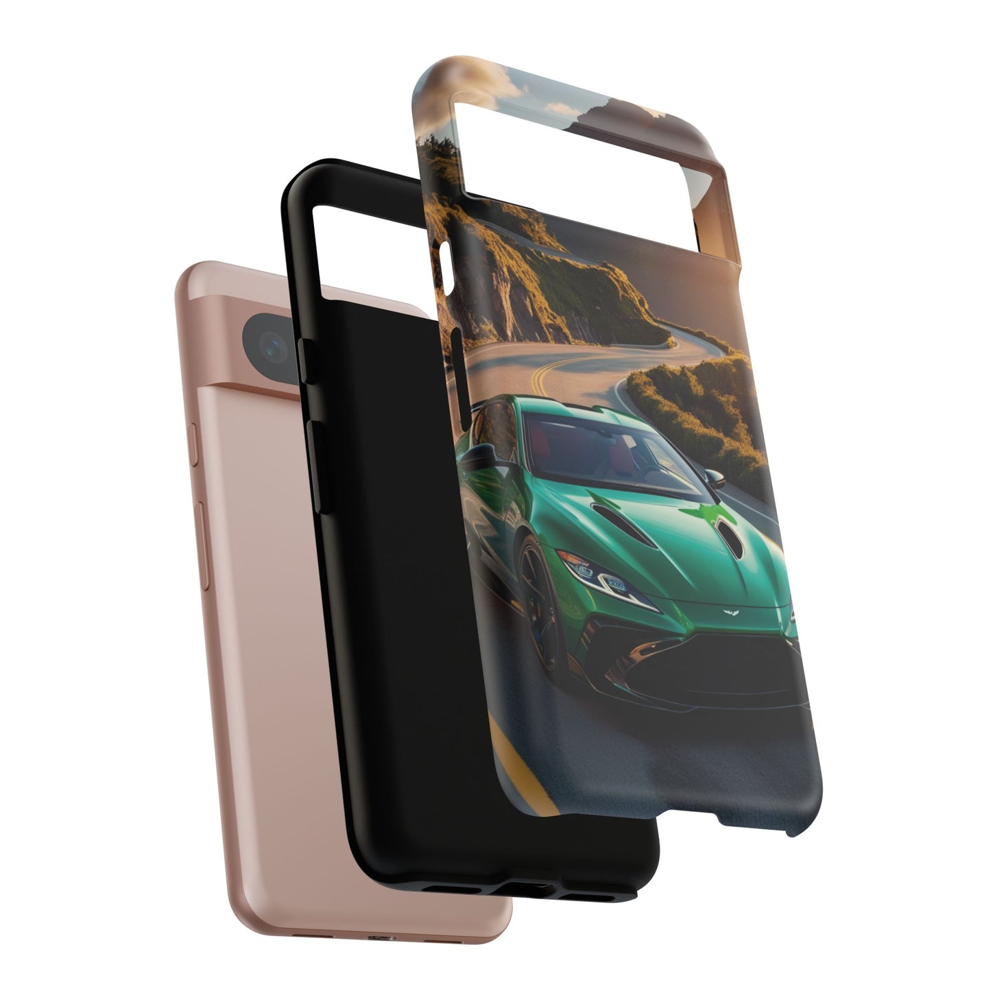 Phone Cases - Emerald Green Dream Car on Mountain Road Adventure Design