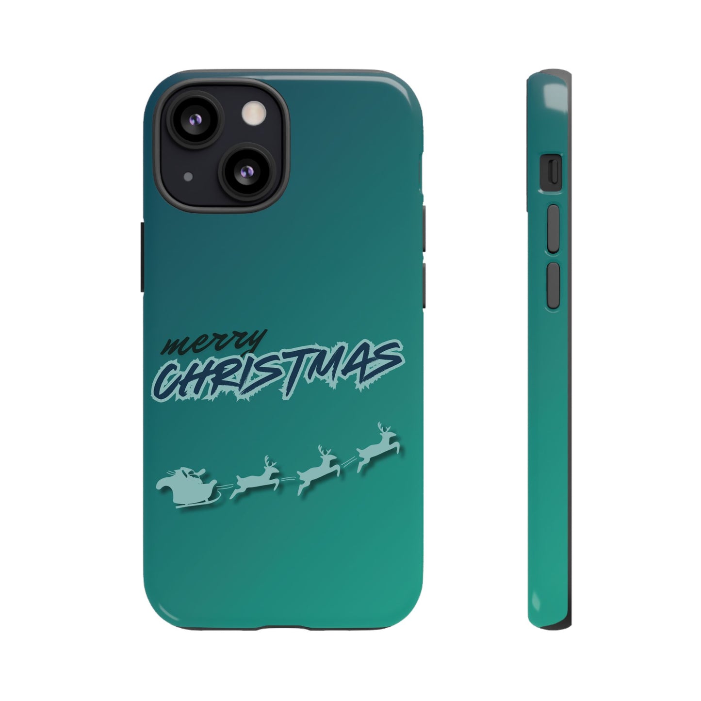 Phone Cases - Gradient Green Merry Christmas Design