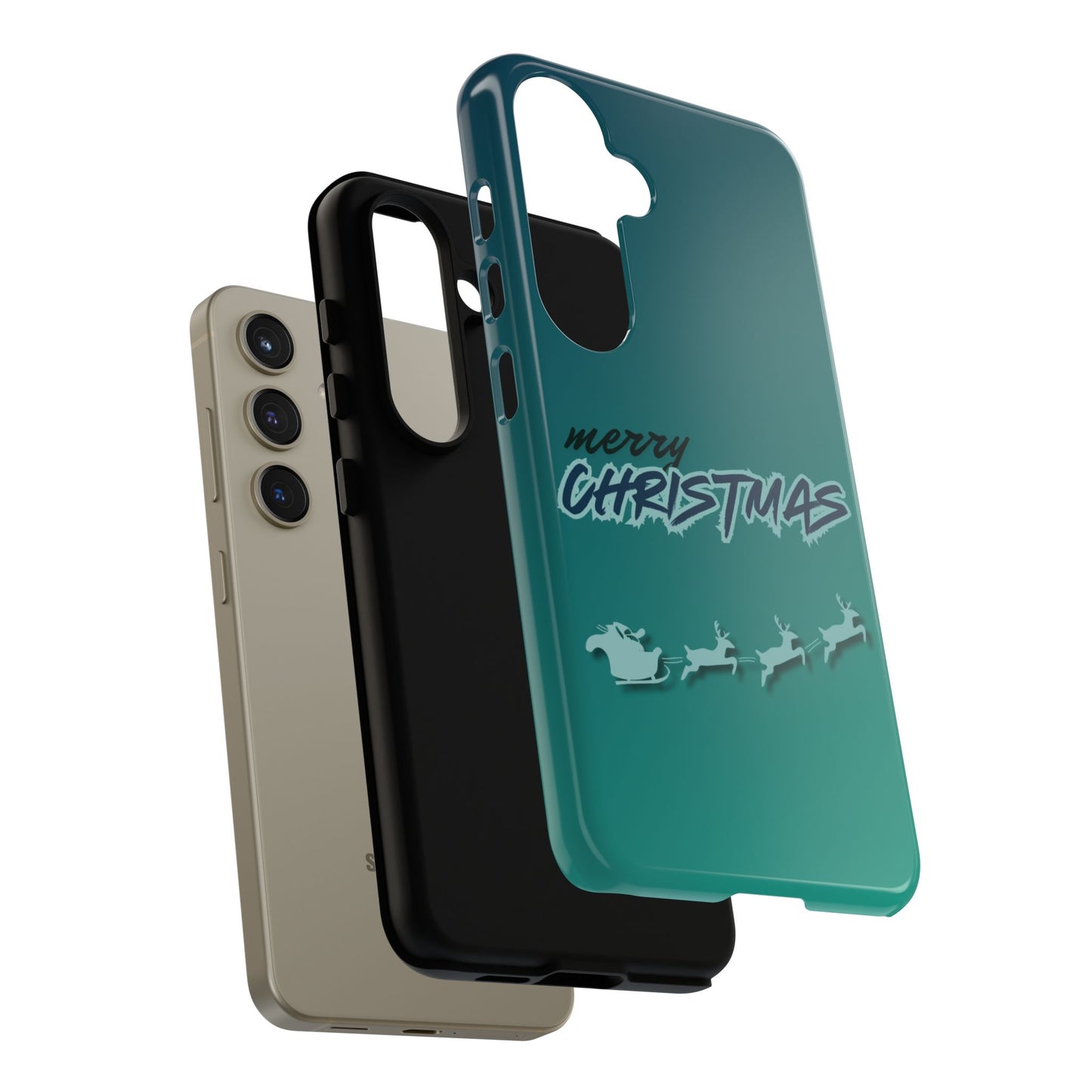 Phone Cases - Gradient Green Merry Christmas Design