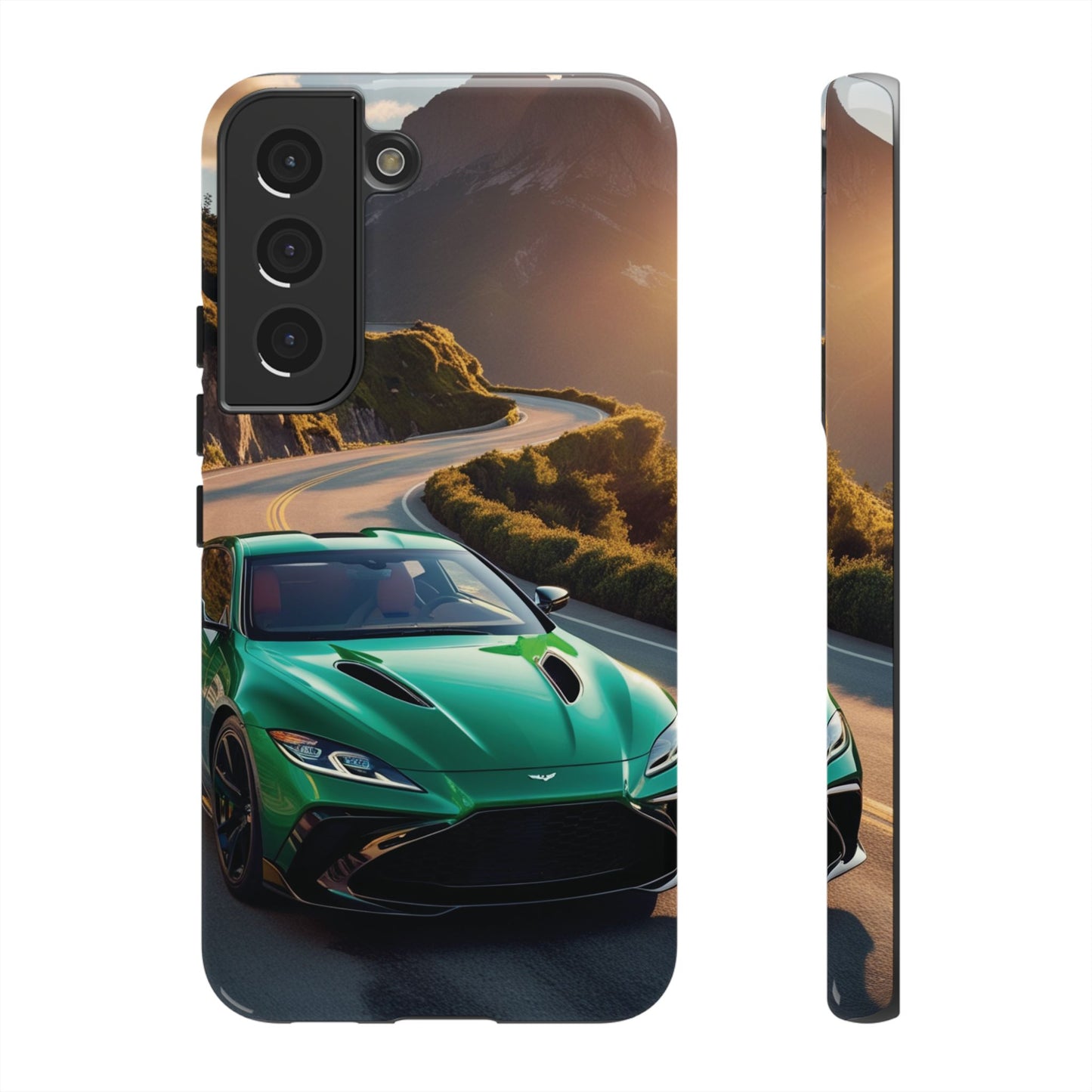 Phone Cases - Emerald Green Dream Car on Mountain Road Adventure Design