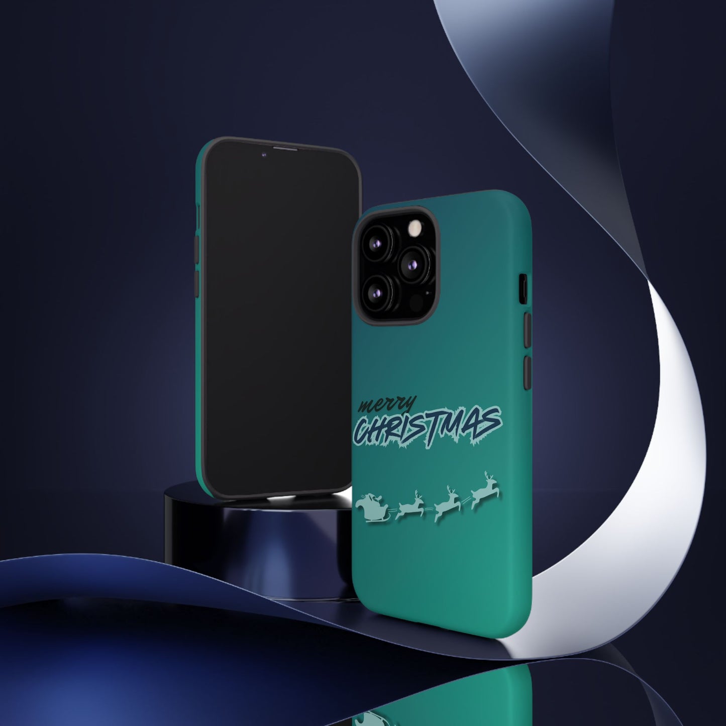 Phone Cases - Gradient Green Merry Christmas Design