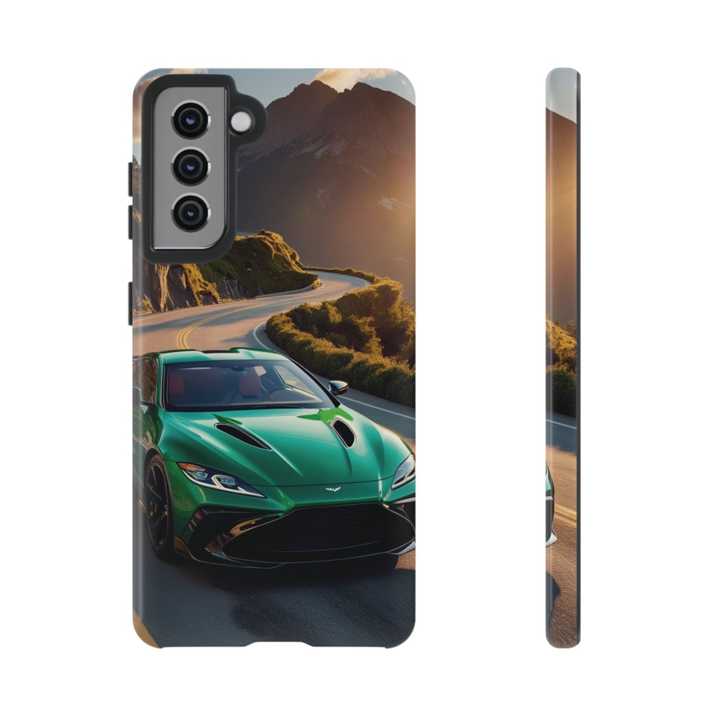 Phone Cases - Emerald Green Dream Car on Mountain Road Adventure Design