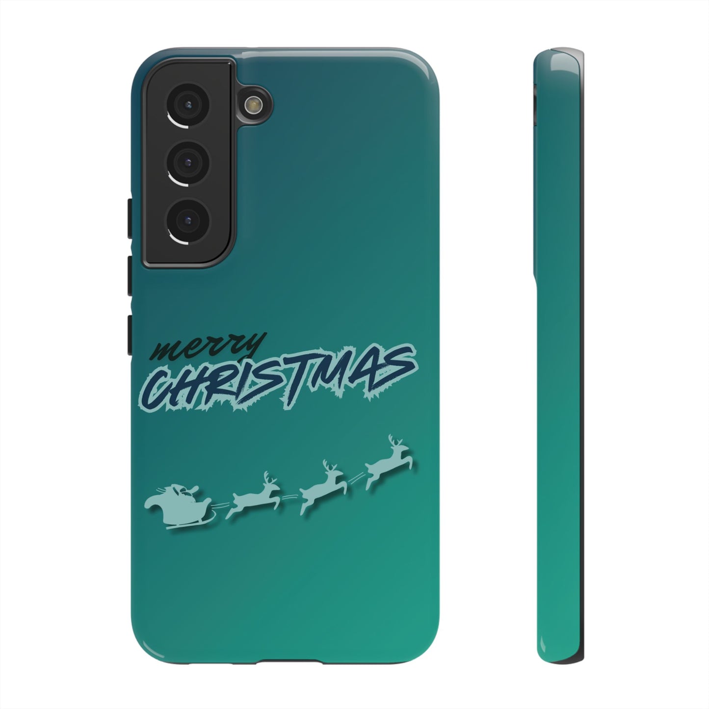 Phone Cases - Gradient Green Merry Christmas Design