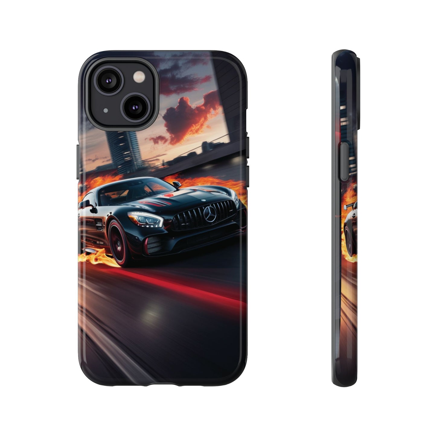 Phone Cases - Mercedes AMG in Urban Flames Design